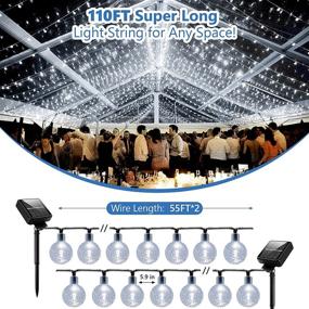 img 1 attached to 🌞 Set of 2 Outdoor Solar String Lights - 160 LED 110FT Crystal Globe Lights, 8 Modes Waterproof Patio Lights for Garden, Yard, Porch, Extra-Long Daylight Powered