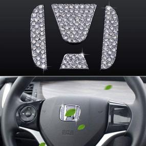 img 4 attached to 🚗 Nissan Steering Wheel Crystal Emblem Bling, Sparkling Logo Sticker Badge Decals Covers - Shiny Accessories for Honda, Interior Decorations