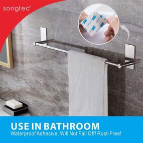 img 3 attached to 🛀 16-inch Songtec Bathroom Towel Bar - No Drill Stick On Towel Rack, Easy Install with Self-Adhesive, Premium SUS304 Stainless Steel - Brushed Nickel