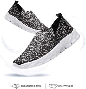 img 3 attached to 👟 Breathable Mesh Slip-On Walking Shoes: Comfortable Women's Athletic Loafers for Lightweight and Casual Sneakers