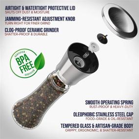 img 3 attached to 🧂 Premium 3-Piece Salt and Pepper Grinder Set - Adjustable Ceramic Grinders, Glass Shakers - Pepper Mill & Salt Mill Combo