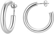 👑 masop big hoop earrings: 14k gold plated, lightweight, 925 sterling silver post, thick tube style for women and girls - sizes 30mm, 40mm, 50mm logo