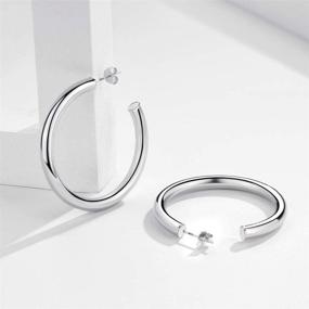 img 3 attached to 👑 MASOP Big Hoop Earrings: 14K Gold Plated, Lightweight, 925 Sterling Silver Post, Thick Tube Style for Women and Girls - Sizes 30mm, 40mm, 50mm