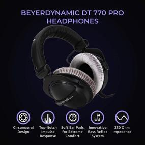 img 3 attached to 🎧 Beyerdynamic DT 770 PRO 250 Ohm Over-Ear Studio Headphones in Black Bundle: Blucoil 6' 3.5mm Headphone Extension Cable, Slappa Full-Sized HardBody PRO Headphone Case