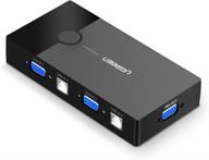 🔁 ugreen usb kvm-переключатель vga, 2 порта, адаптер для разделения видео с usb-кабелями - 2-в-1, ручной переключатель для компьютера, ноутбука, настольного монитора, принтера, клавиатуры и мыши. логотип