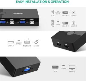 img 1 attached to 🔁 UGREEN USB KVM Switch Box 2 Port VGA Video Sharing Adapter with USB Cables - 2 in 1 Out Manual Switcher for Computer PC Laptop Desktop Monitor Printer Keyboard Mouse Control