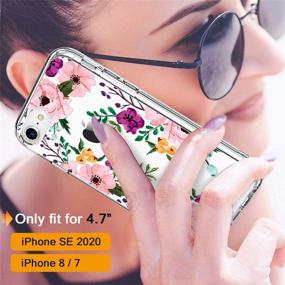 img 3 attached to 🌸 GiiKa iPhone SE 2020 Case, iPhone 8 Case, iPhone 7 Case with Screen Protector, Clear Floral Protective Case for Girls and Women, Hard PC Case with TPU Bumper Cover Phone Case for iPhone 8, Small Flowers