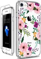 🌸 giika iphone se 2020 case, iphone 8 case, iphone 7 case with screen protector, clear floral protective case for girls and women, hard pc case with tpu bumper cover phone case for iphone 8, small flowers logo