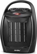 🔥 compact ceramic space heater by andily - adjustable thermostat, 3 settings, easy grip handle - ideal for home, dorm, office, desktop, kitchen - etl certified for safety (black) logo