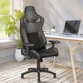 img 3 attached to 🎮 KARNOX BK Gaming Chair - 155º Recline PU&Suede Fabric Racing Chair - High Back Executive and Ergonomic Swivel Chair with Headrest and Lumbar Support in Black