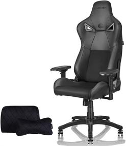 img 4 attached to 🎮 KARNOX BK Gaming Chair - 155º Recline PU&Suede Fabric Racing Chair - High Back Executive and Ergonomic Swivel Chair with Headrest and Lumbar Support in Black