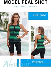 img 2 attached to 👙 Aleumdr Women's Color Block Print Racerback Tankini Swimsuits with Swim Capris - Sizes Small to XXX-Large