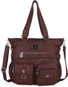 img 4 attached to Кожаная сумка на плечо Xs160500 с 👜 несколькими карманами - женские сумки и кошельки