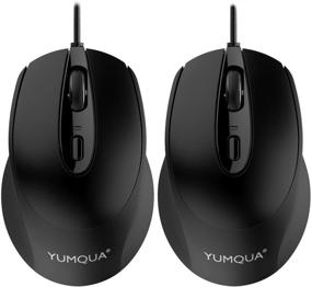 img 4 attached to YUMQUA G222 Silent Computer Mouse Wired 2 Pack - Optical USB Mouse for Home & Office, 800/1200 DPI Corded Mouse for Laptop, Desktop, PC, Chromebook