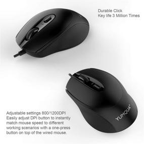 img 2 attached to YUMQUA G222 Silent Computer Mouse Wired 2 Pack - Optical USB Mouse for Home & Office, 800/1200 DPI Corded Mouse for Laptop, Desktop, PC, Chromebook