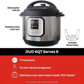 img 3 attached to Instant Pot Duo 7-in-1 Electric Pressure Cooker, Slow Cooker, Rice Cooker, Steamer, Sauté, Yogurt Maker, Warmer & Sterilizer, 6 Quart, Stainless Steel/Black - Enhanced SEO