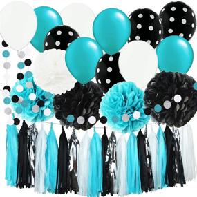 img 4 attached to 🎓 2021 Turquoise Graduation Decorations | Baby Shower, Robin's Egg Blue, White, Black & Silver Party | Polka Dot Balloons | Turquoise Birthday & Bridal Shower Décor