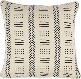 img 2 attached to 🛋️ REDEARTH Woven Decorative Throw Pillow Cushion Covers - Farmhouse Print Set for Couch, Sofa, Bed, Chair, Dining, Patio, Outdoor, Car - 100% Cotton (18x18; Black) Pack of 4