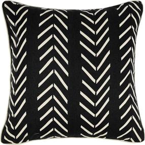 img 1 attached to 🛋️ REDEARTH Woven Decorative Throw Pillow Cushion Covers - Farmhouse Print Set for Couch, Sofa, Bed, Chair, Dining, Patio, Outdoor, Car - 100% Cotton (18x18; Black) Pack of 4