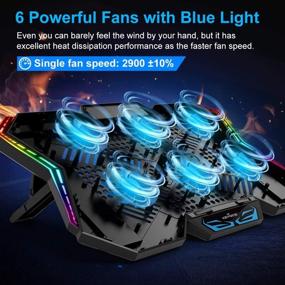 img 3 attached to 🖥️ KEYNICE Laptop Cooling Pad with 6-Fan Cooling System, Suitable for 17 Inch Gaming Notebooks, Blue LED Lights, 7 Adjustable Heights, and Dual USB Ports - Portable Cooling Fan Stand
