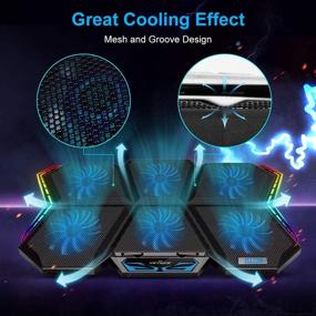 img 2 attached to 🖥️ KEYNICE Laptop Cooling Pad with 6-Fan Cooling System, Suitable for 17 Inch Gaming Notebooks, Blue LED Lights, 7 Adjustable Heights, and Dual USB Ports - Portable Cooling Fan Stand
