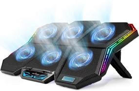 img 4 attached to 🖥️ KEYNICE Laptop Cooling Pad with 6-Fan Cooling System, Suitable for 17 Inch Gaming Notebooks, Blue LED Lights, 7 Adjustable Heights, and Dual USB Ports - Portable Cooling Fan Stand