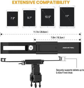 img 3 attached to 📱 AboveTEK iPad Mount for Mic Music Stand, Drum Kit, Live Stream - Tablet Handlebar Mount Holder for 6.9" to 11.2" Tablets - Compatible with iPad, Galaxy Tab, Fire and More - Anti-Theft Security Lock & Key (Black)