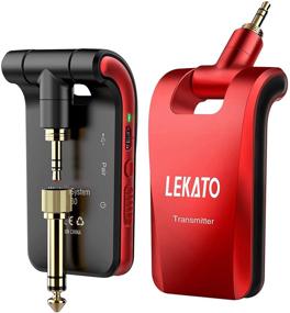 img 4 attached to 🎸 LEKATO 2.4GHz Wireless Guitar System with 6 Channels, Stereo/Mono 1/4” &amp; 1/8” 2 in 1 Plugs, Built-in Rechargeable Lithium Battery - Ideal for Audio Electric Guitar Bass