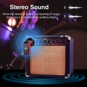 img 2 attached to 🎸 LEKATO 2.4GHz Wireless Guitar System with 6 Channels, Stereo/Mono 1/4” &amp; 1/8” 2 in 1 Plugs, Built-in Rechargeable Lithium Battery - Ideal for Audio Electric Guitar Bass