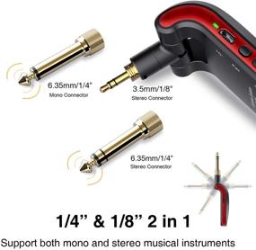 img 3 attached to 🎸 LEKATO 2.4GHz Wireless Guitar System with 6 Channels, Stereo/Mono 1/4” &amp; 1/8” 2 in 1 Plugs, Built-in Rechargeable Lithium Battery - Ideal for Audio Electric Guitar Bass