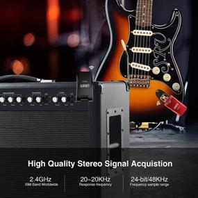 img 1 attached to 🎸 LEKATO 2.4GHz Wireless Guitar System with 6 Channels, Stereo/Mono 1/4” &amp; 1/8” 2 in 1 Plugs, Built-in Rechargeable Lithium Battery - Ideal for Audio Electric Guitar Bass