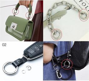 img 1 attached to 👜 Bobeey 8pcs Silver Spring O Rings for Bags and Purses - Durable Round Carabiner Snap Clips with Trigger Spring Keyring Buckle