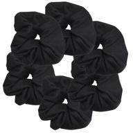 🖤 large black solid scrunchies hair elastics - pack of 6 logo