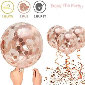img 2 attached to Premium Pack of 50 Rose Gold Confetti Balloons – 12 inch White and Rose Gold Latex Balloons with 33 Feet of Elegant Rose Gold Ribbon for Birthday Party, Wedding, Graduation, Bridal Shower Decorations