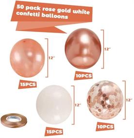 img 3 attached to Premium Pack of 50 Rose Gold Confetti Balloons – 12 inch White and Rose Gold Latex Balloons with 33 Feet of Elegant Rose Gold Ribbon for Birthday Party, Wedding, Graduation, Bridal Shower Decorations