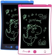📝 8.5 inch lcd writing tablet - 2 pack doodle boards for kids, reusable drawing pads in pink and blue logo