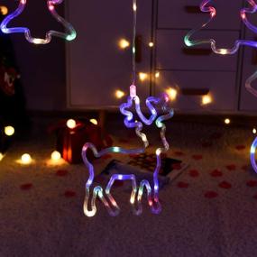 img 1 attached to 🎅 Elk Santa Claus Icicle String Fairy Lights - Window Curtain Lamp with Remote Control for Bedroom Patio, Wall, Christmas Decor, Wedding, Party - Indoor and Outdoor Use