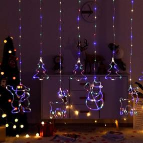 img 2 attached to 🎅 Elk Santa Claus Icicle String Fairy Lights - Window Curtain Lamp with Remote Control for Bedroom Patio, Wall, Christmas Decor, Wedding, Party - Indoor and Outdoor Use