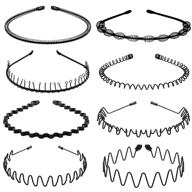 👩 8-piece metal hair band for men and women - thin black wavy hair headband - perfect for long curly hair at home, outdoors, sports, and yoga logo