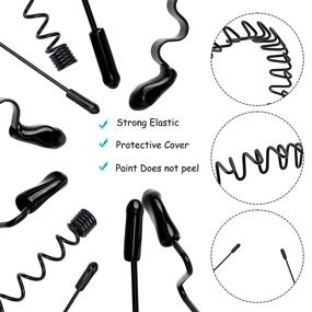 img 1 attached to 👩 8-Piece Metal Hair Band for Men and Women - Thin Black Wavy Hair Headband - Perfect for Long Curly Hair at Home, Outdoors, Sports, and Yoga