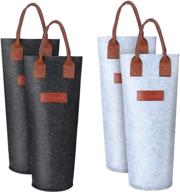 4 pack - single felt bottle wine tote: stylish 1 bottle wine carrier bag, perfect gift for wine lovers or weddings логотип