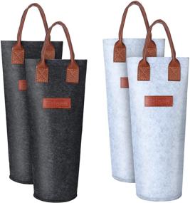 img 4 attached to 4 Pack - Single Felt Bottle Wine Tote: Stylish 1 Bottle Wine Carrier Bag, Perfect Gift for Wine Lovers or Weddings