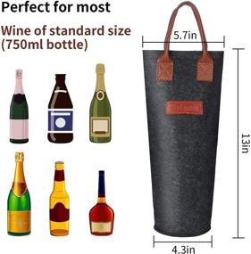 img 3 attached to 4 Pack - Single Felt Bottle Wine Tote: Stylish 1 Bottle Wine Carrier Bag, Perfect Gift for Wine Lovers or Weddings