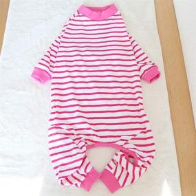 img 1 attached to 🐶 Soft Cotton Dog Pajamas, Medium-Large Breathable Warm Jumpsuit Style Pet Pjs #6-#9 (Pink Striped)