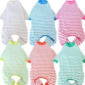 img 3 attached to 🐶 Soft Cotton Dog Pajamas, Medium-Large Breathable Warm Jumpsuit Style Pet Pjs #6-#9 (Pink Striped)