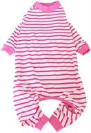 🐶 soft cotton dog pajamas, medium-large breathable warm jumpsuit style pet pjs #6-#9 (pink striped) logo