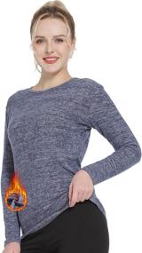 img 4 attached to MANCYFIT Women's Thermal Fleece Lined V Neck Base Layer Shirt - Long Sleeve Top