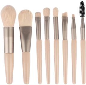 img 4 attached to 💄 Premium Synthetic Makeup Brushes Set with Bag - 8PC Portable Kit for Flawless Makeup Application in Rose Gold