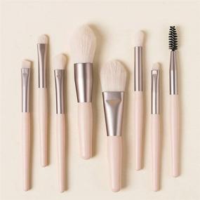 img 3 attached to 💄 Premium Synthetic Makeup Brushes Set with Bag - 8PC Portable Kit for Flawless Makeup Application in Rose Gold