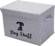 🐶 linen dog storage basket chest with lid and handles - ideal for organizing dog toys, clothing, and trunk storage logo